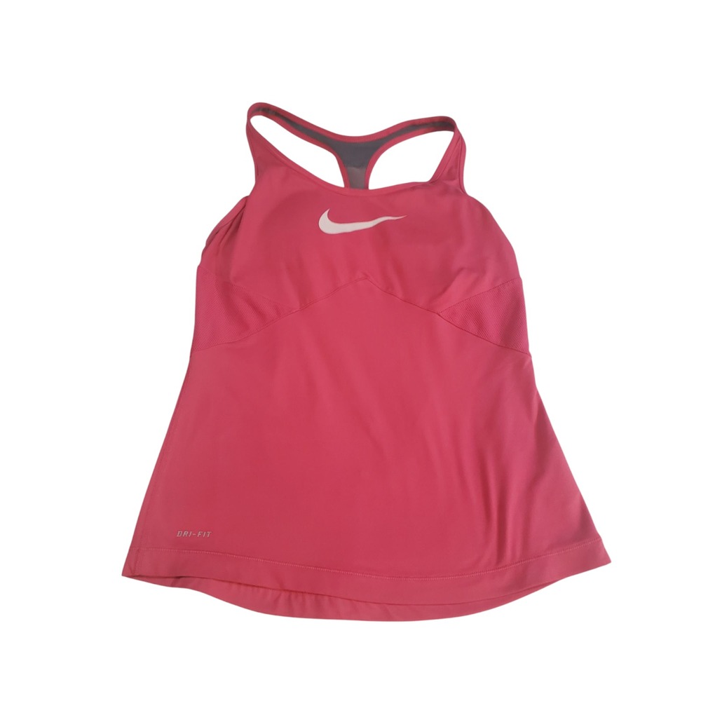 Nike Pro Dri Fit‎ Active Top Womens Pink Racerback Mesh Stretch Sporty Pullover